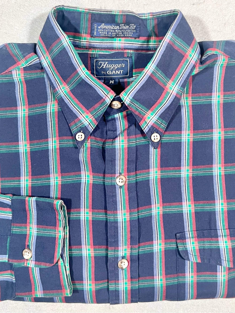 GANT Hugger American Trim Fit Plaid Button Down Shirt Men’s M Vintage